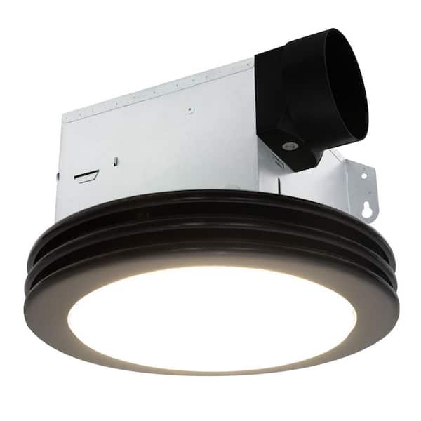 Bathroom Exhaust Fan with Light, 80 CFM 2-Sones, 15-Watt Dimmable 3000K/4000K/5500K 3CCT LED Light (Matte black)