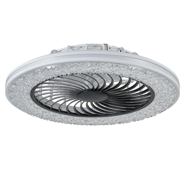 23" LED Ceiling Fan with Light, RGB Bladeless Modern Ceiling Fan Low Profile for Living Room