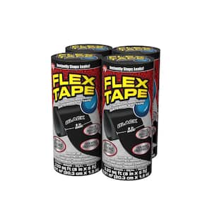 Flex Tape Black 8 in. x 5 ft. Strong Rubberized Waterproof Tape (4-Pack)