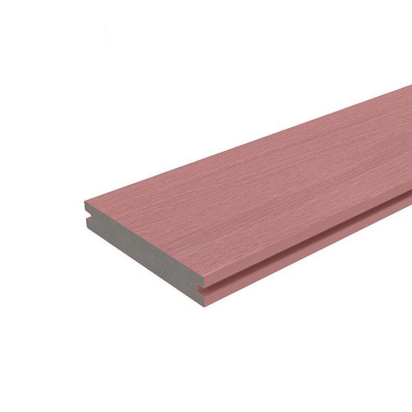 UltraShield Naturale Magellan 1 in. x 6 in. x 1 ft. Seoul Pink Solid with Groove Composite Decking Board Sample