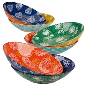 Carnival 38.34 fl. oz. Multi-Colored Porcelain Soup Bowls (Set of 6)