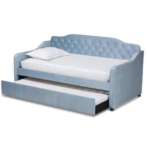 Freda Light Blue Twin Daybed with Trundle