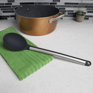 Stainless Steel Solid Silicone Black Spoon