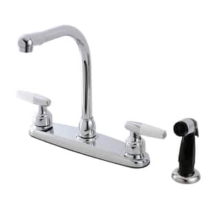 Americana 8 in. Centerset 2-Handle Standard Kitchen Faucet and Sprayer in Polished Chrome