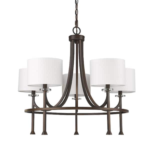 Acclaim Lighting Kara 5-Light Indoor Chandelier with Shades and Crystal Bobeches in Oil Rubbed Bronze