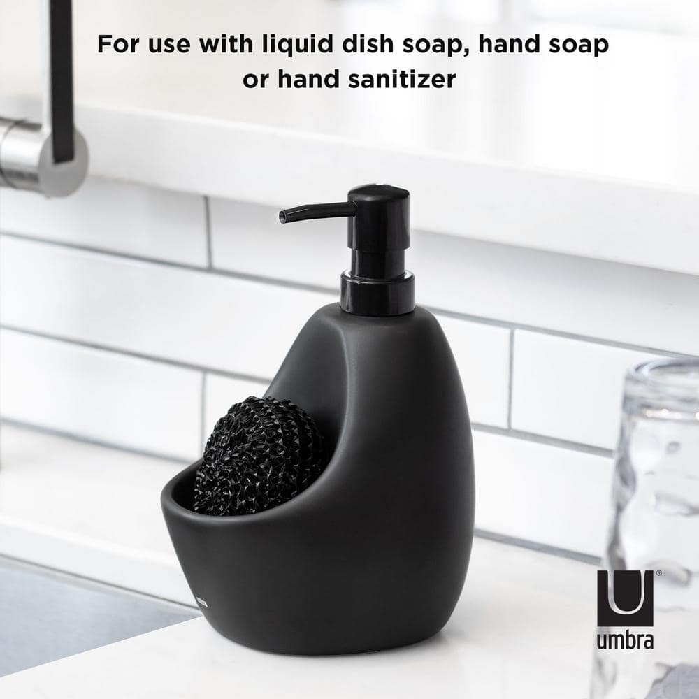 Black Stainless Steel Soap Dispenser with Scrubby Caddy