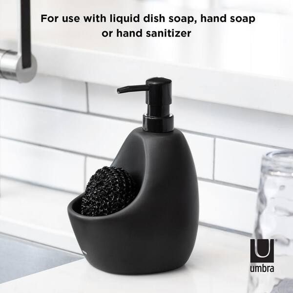 mDesign Kitchen Soap Dispenser Pump, Sponge, Scrubby and Dish Brush Caddy
