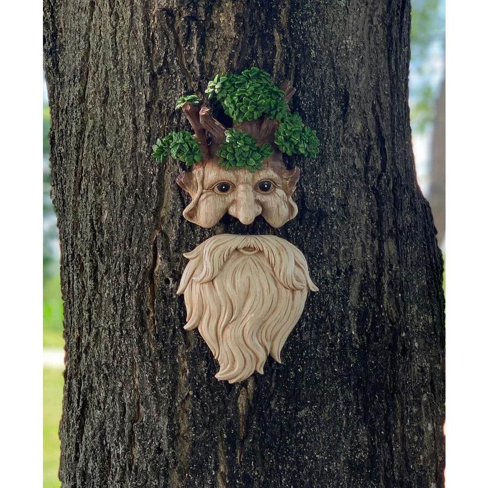 Hand-Painted Old Man Tree Face with White Beard