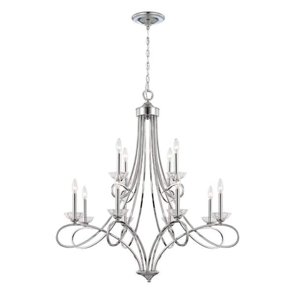 Eurofase Volte Collection 12-Light Polished Nickel Chandelier