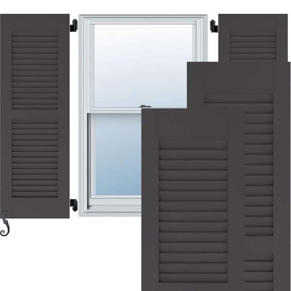 Ekena Millwork 18 in. W x 70 in. H Americraft 2 Equal Louver Exterior Real Wood Shutters Per Pair in Shadow Mountain
