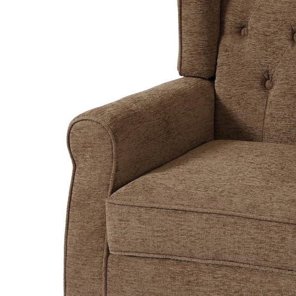Uixe Brown Linen Button Tufted Design Accent Arm Chair (Set of 2