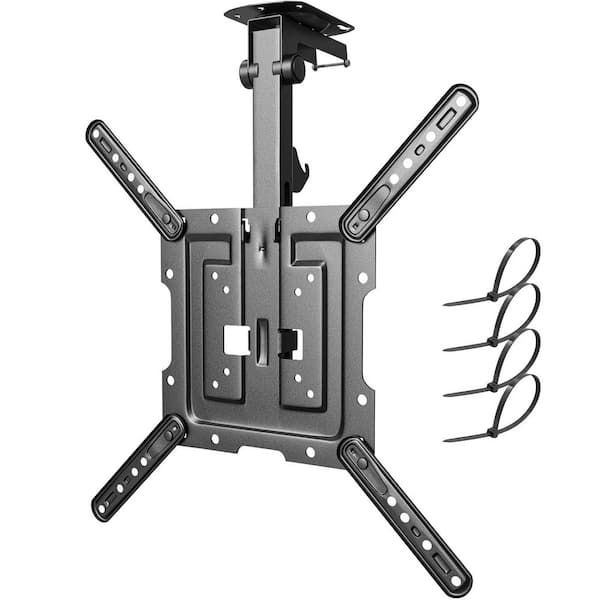Flip Down Retractable Ceiling Wall Mount for 23 in. - 55 in. TVs Height Adjustable Swivel Foldable Black