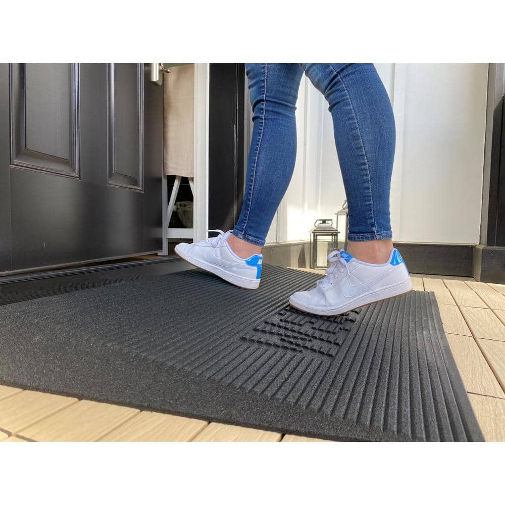 Black 2.5" Rubber Angled Entry Welcome Mat