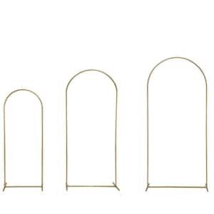 Metal Arch Backdrop Stand Set of 3 Light Gold 6.6 ft. 5.9 ft. 4.9 ft. for Wedding Ceremony Party Decoration