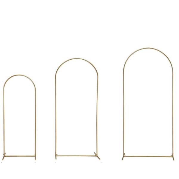 Metal Arch Backdrop Stand Set of 3 Light Gold 6.6FT 5.9FT 4.9FT for Wedding Ceremony Party Decoration