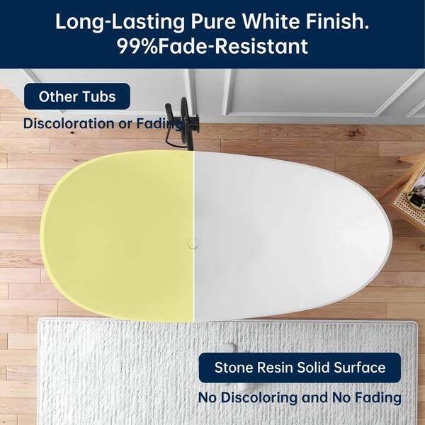 Luna 67 in. x 33.5 in. Stone Resin Solid Surface Flatbottom Freestanding Soaking Bathtub in White Inside and Red Outside