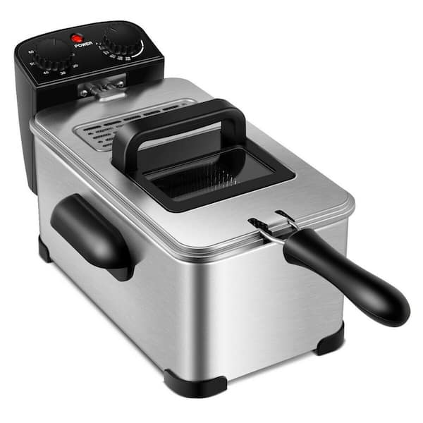 3.2 qt. Electric Stainless Steel Deep Fryer with Timer and Frying Basket