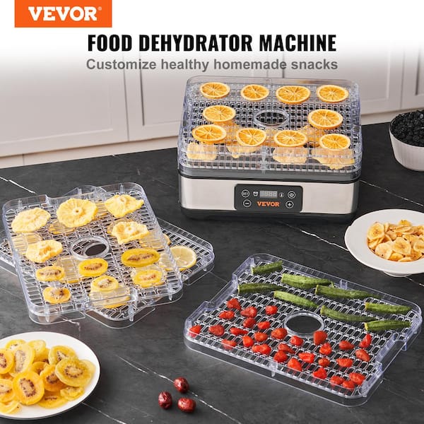 VEVOR Food Dehydrator Machine 5-Tray Fruit Black Dehydrator 300W Electric  Food Dryer SPFG50548300WWHRPV1 - The Home Depot