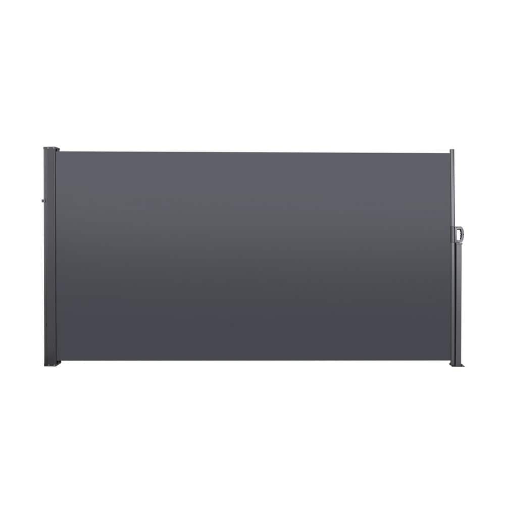 118 in. Dark Gray Retractable Side Screen Awning, UV Resistant, Waterproof,