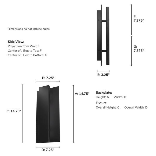 Hunter Fan Company - Hunter Canoga 1 Light Matte Black Integrated LED Rectangle Outdoor Lighting for Foyer / Entry Way
