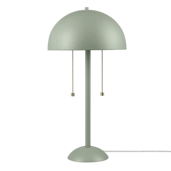 Novogratz x Globe Electric Haydel 21 in. 2-Light Sage Green Table Lamp with Double On/Off Pull Chain