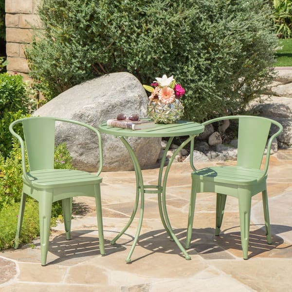 3-Piece Metal Bistro Set, Outdoor Patio Furniture Set (2 Chairs + 1 ...