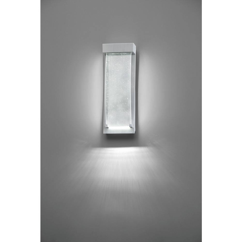 Brushed Silver LED Outdoor Wall Sconce with Seeded Glass