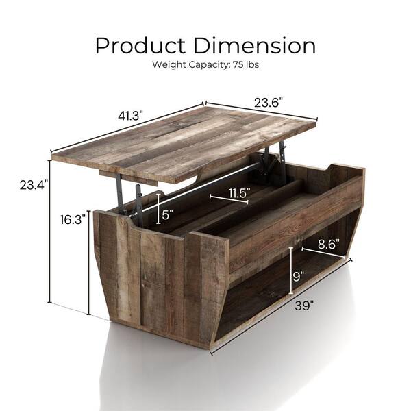 Furniture of America Anthem 41 in. Reclaimed Barnwood