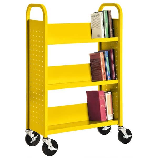 Sandusky 46 in. Yellow Metal 3-shelf Cart Bookcase with Locking