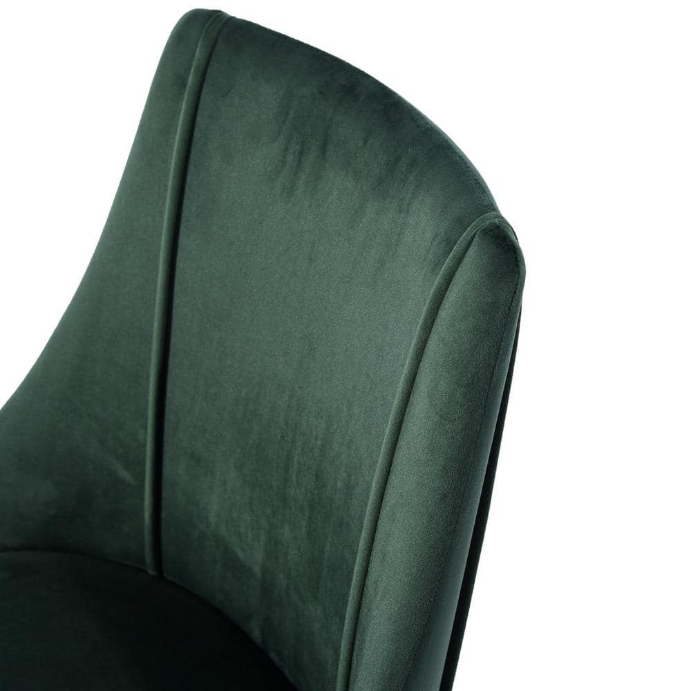 Green Velvet Upholstered High Back Side Chair with Walnut Metal Legs