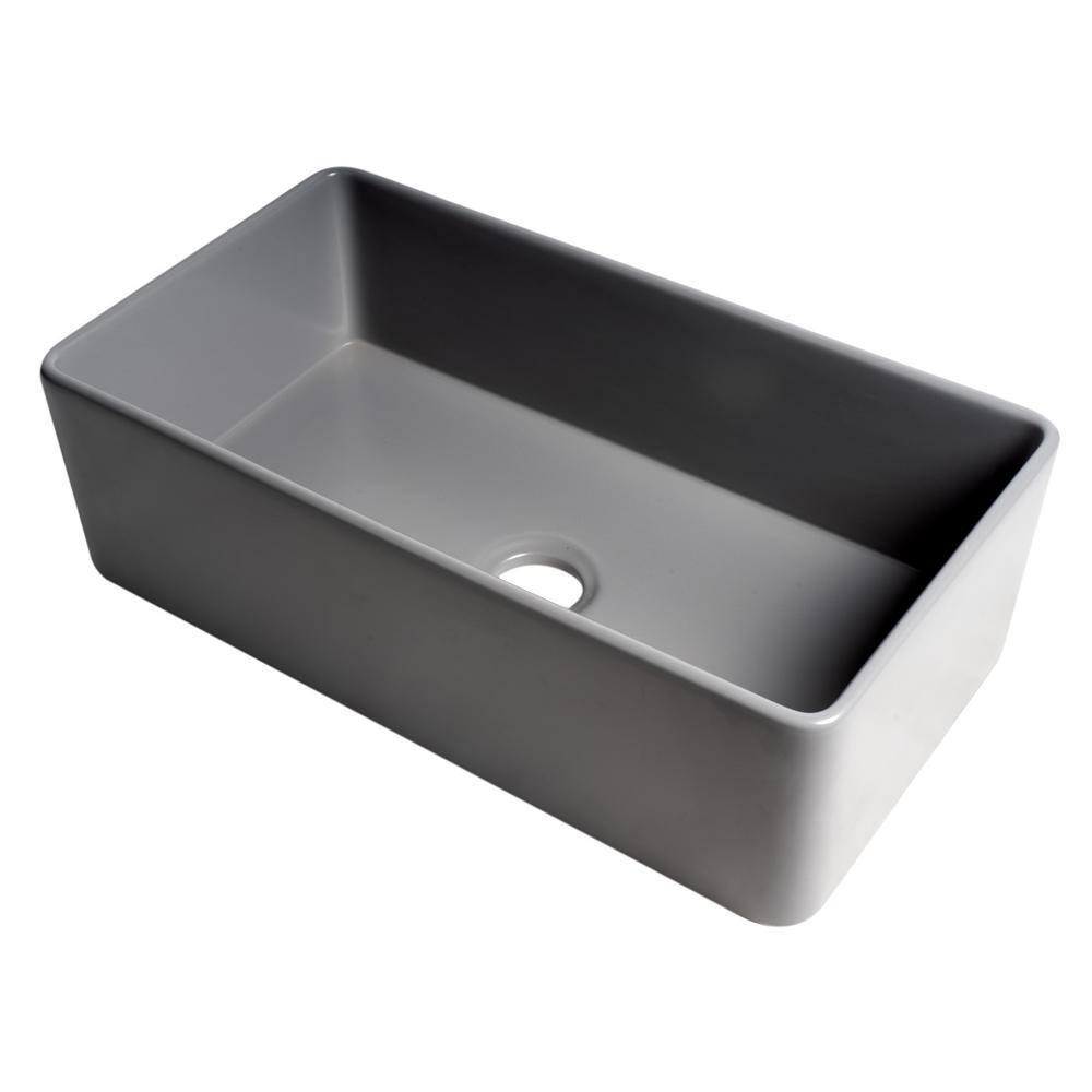 Gray Matte Fireclay Single Bowl Farmhouse Sink