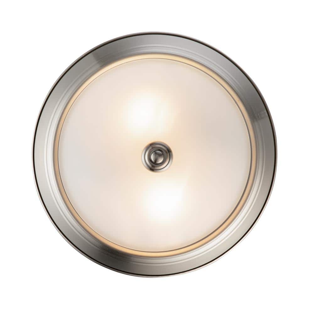 Bowers 11" Brushed Nickel Flush Mount with White Frosted Glass