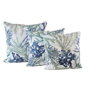Coral Reef Oceanside Blue/Green 18x18 Throw Pillow and Insert