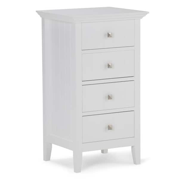Simpli Home Acadian 32.1 in. H x 18.1 in. W 4-Drawer Floor Storage Bath Cabinet in Pure White
