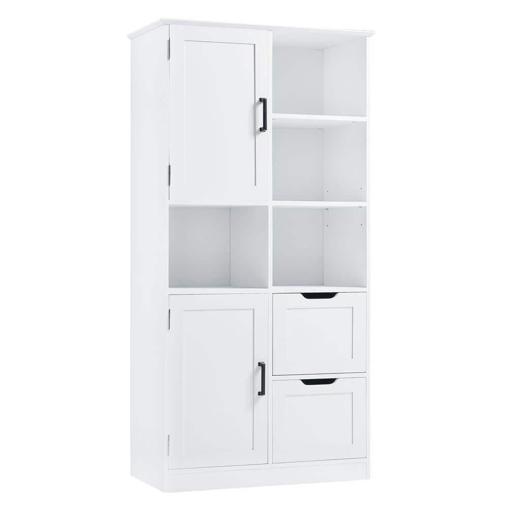 31 in. W x 16 in. D x 62 in. H White Freestanding Linen Cabinet with Drawer and Doors price history on PriceWatchPro