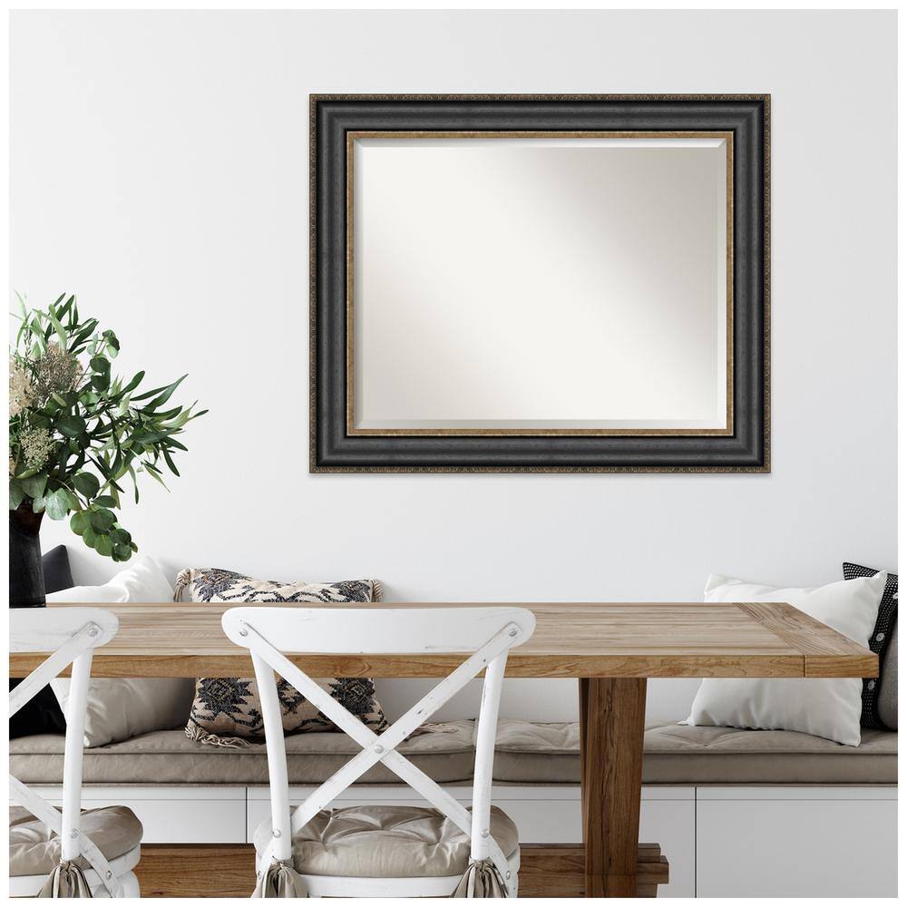 Thomas Black Bronze Rectangular Wall Mirror with Wood Frame