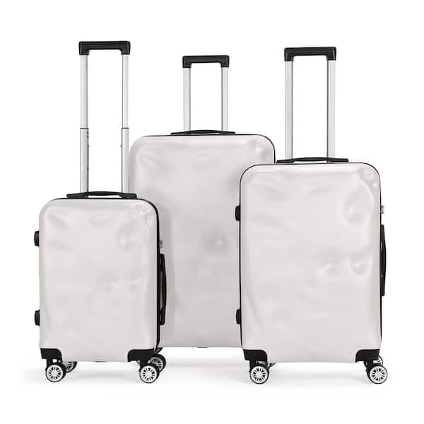 3-Piece Hard Side Luggage Sets with TSA Lock Spinner Wheels, White Gray