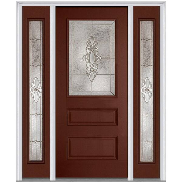 MMI Door 64 in. x 80 in. Heirloom Master Right-Hand 1/2-Lite Decorative Painted Fiberglass Smooth Prehung Front Door w/ Sidelites