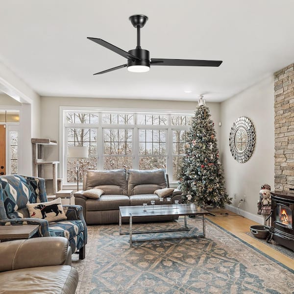 Elijah 52 in. Indoor Black 6-Speed Ceiling Fan with Adjustable White LED Light with Remote Included