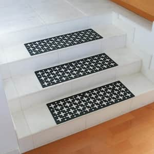 Stars Black 9.75 in. x 29.75 in. Rubber Stair Tread Cover (6-Pack)