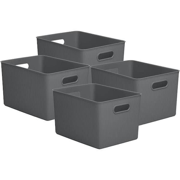 23 Qt. Plastic Storage Bin Gray Set of 4