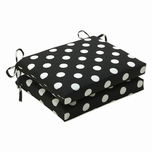 Pillow Perfect 18.5 in. x 16 in. Outdoor Dining Chair Cushion in Black/White (Set of 2)