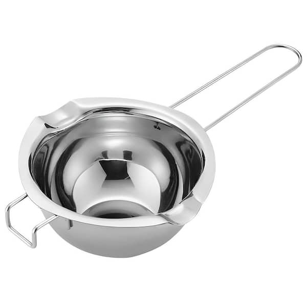 480ml Stainless Steel Double Boiler Pot Silver Finish 304 Steel Kitchen Melting Pot with Handle and Pour Spout