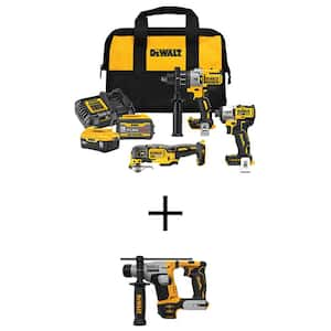 20V Lithium-Ion Cordless 3-Tool Combo Kit and 5/8 in. Hammer Drill with FLEXVOLT 9 Ah and 20V 6 Ah Batteries and Charger