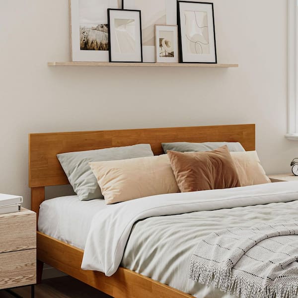 AFI Orlando Light Toffee Natural Bronze Queen Modern Solid Wood Panel Headboard with Attachable Charger