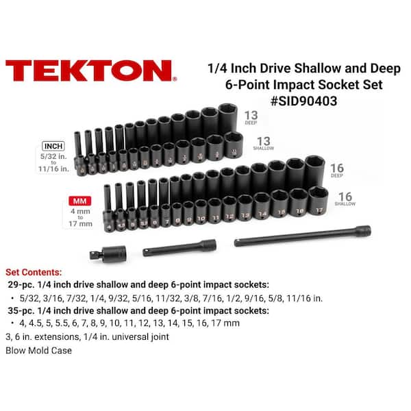 1/4 in. Drive 6-Point Impact Socket Set with Case, 61-Piece (5/32-11/16 in., 4-17 mm)