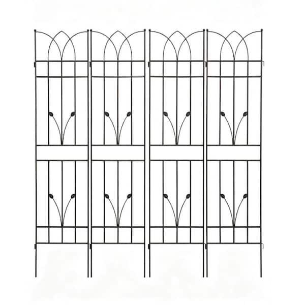Blossom 71 in. Metal Arched Panel Trellis, Brown Garden Screen Trellis(4-Pack)