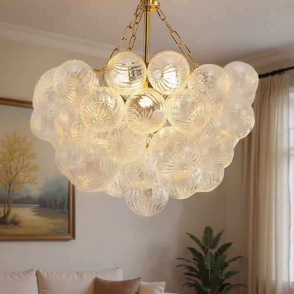 Bubble chandelier ゴールド LED対応 Emeritpro Gold LED Bubble Glass Integrated LED Chandelier with