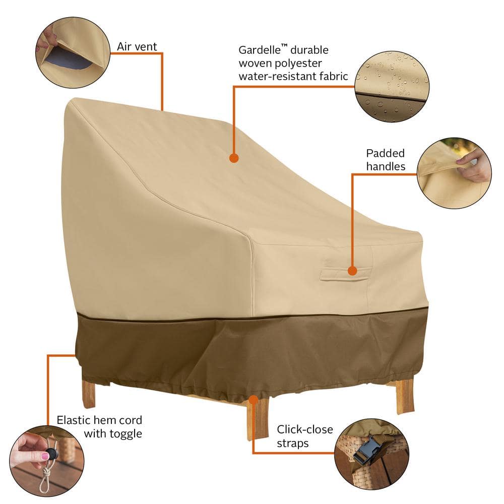 Tan and Brown Water-Resistant Patio Chair Cover with Elastic Closure