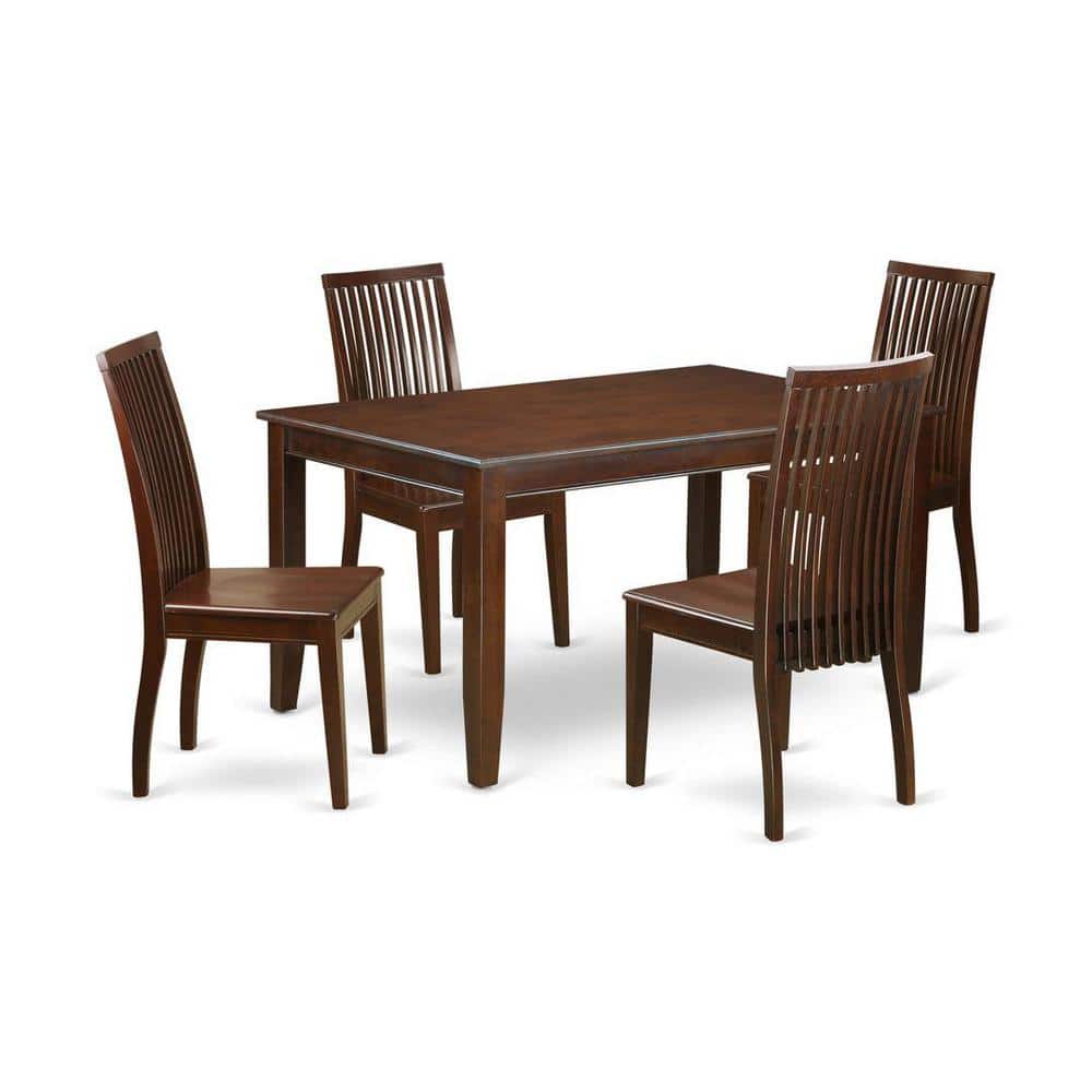 5-Piece Mahogany Finish Solid Wood Top - Dining Room Set - Seats 4